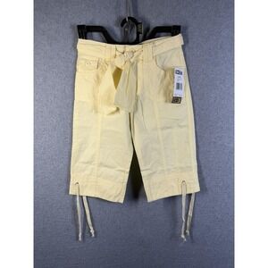 Star Ride Capri Pants Girls 6 Yellow Belted Drawstring Pockets Summer Casual